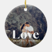 Liebe Overlay Foto & Namen Keramik Ornament (Hinten)