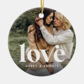 Liebe Overlay Foto & Namen Keramik Ornament (Vorne)