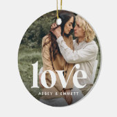 Liebe Overlay Foto & Namen Keramik Ornament (Links)