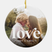 Liebe Overlay Foto & Namen Keramik Ornament (Hinten)