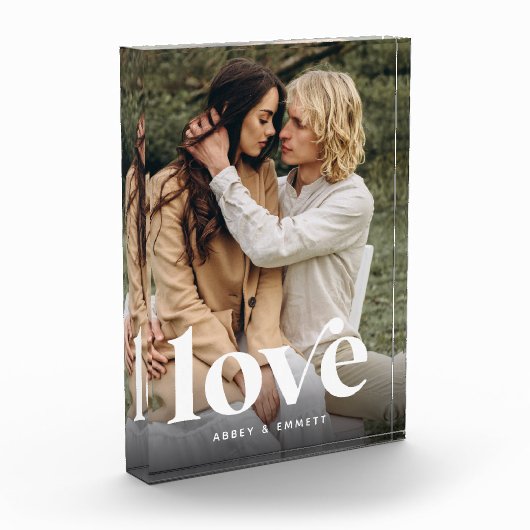 Liebe Overlay Personalisierte Paare Fotoblock (Links)