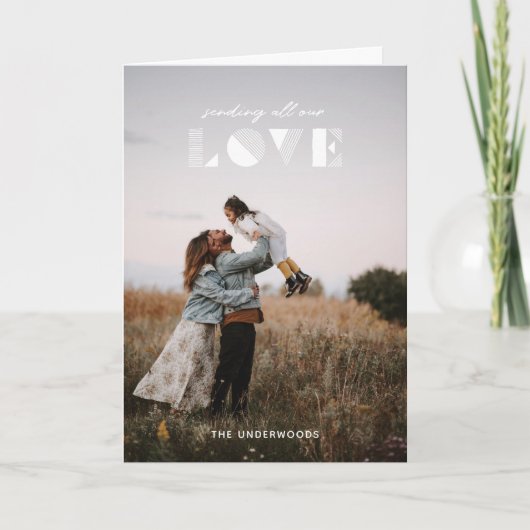 Liebe-Overlay Valentinstag-Karte - Weiß Dankeskarte (Vorderseite)