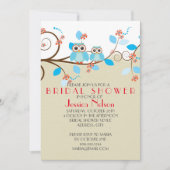 Liebe Owl Branches Wood Damask Brautparty Einladung (Vorderseite)
