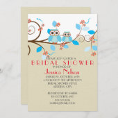 Liebe Owl Branches Wood Damask Brautparty Einladung (Vorne/Hinten)