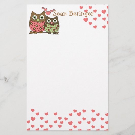 Liebe Owls Briefpapier (Vorderseite)