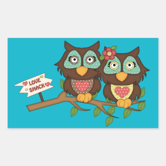 Liebe Owls entwerfen Etiketten Stickers (Vorderseite)
