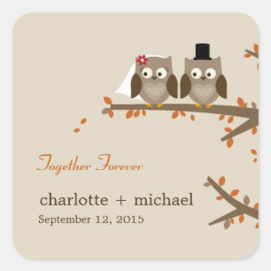 Liebe Owls Hochzeit im Herbst Bevorzugung Sticker