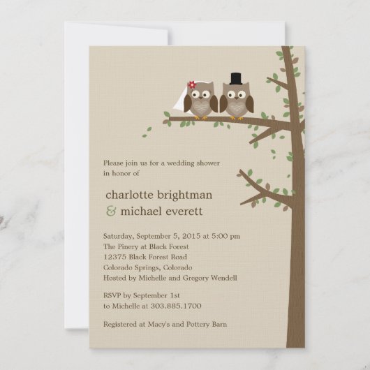 Liebe Owls Polterabend/Probe Abendessen Einladung (Vorderseite)