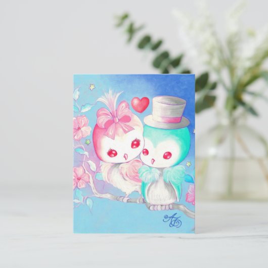 Liebe Owls Postkarte (Stehend Vorderseite)