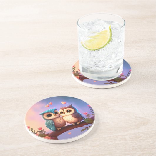 Liebe Owls Sandstone Untersetzer (Seite)