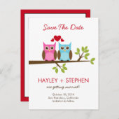 Liebe Owls Save the Date Karte (Vorne/Hinten)