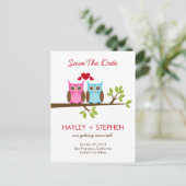 Liebe Owls Save the Date Karte (Stehend Vorderseite)