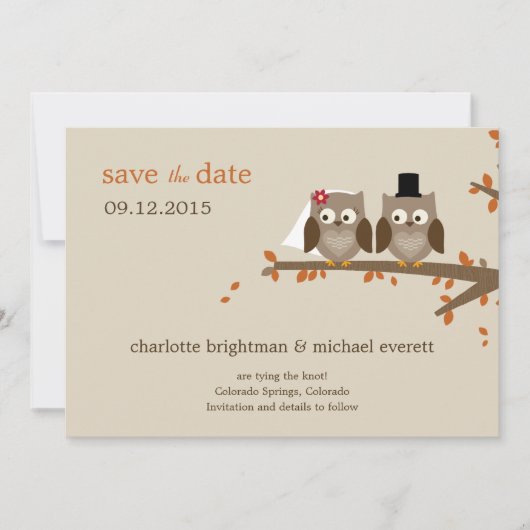 Liebe Owls Save the Date - Orange (Vorderseite)