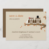 Liebe Owls Save the Date - Orange (Vorne/Hinten)