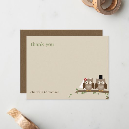 Liebe Owls Wedding Dankeschön Karten (Vorderseite/Rückseite Beispiel)