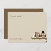 Liebe Owls Wedding Dankeschön Karten (Vorne/Hinten)