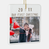 Liebe Paar 1. Weihnachts-Keepake 2 Fotos Keramikornament (Rechts)