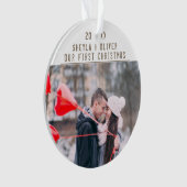 Liebe Paar 1. Weihnachts-Keepake 2 Fotos Ornament (Vorderseite)