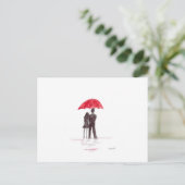 Liebe-Paar mit rotem Schirm. Postkarte (Stehend Vorderseite)
