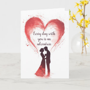 Liebe Paar und Big Heart Valentinstag Karte