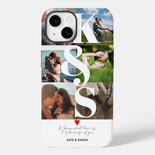 Liebe Paare Foto Collage Personalisiert Monogram Case-Mate iPhone Hülle (Rückseite)