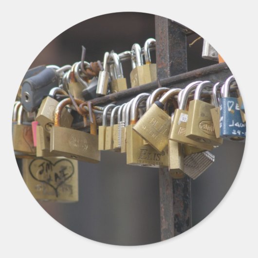 Liebe Padlocks, Prag Runder Aufkleber (Vorderseite)