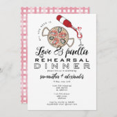 Liebe & Paella Hochzeit Probe Dinner Party Einladung (Vorne/Hinten)