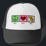 Liebe Paint Truckerkappe<br><div class="desc">Ein Zeichen der Ruhe,  ein Herz und eine Farbpalette von hellen Farben und Pinsel.</div>