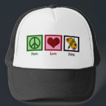 Liebe Paint Truckerkappe<br><div class="desc">Ein Zeichen der Ruhe,  ein Herz und eine Farbpalette von hellen Farben und Pinsel.</div>
