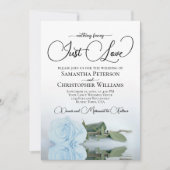 Liebe Pale Dusty Blue Rose QR Code Hochzeit Einladung (Vorderseite)