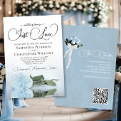 Liebe Pale Dusty Blue Rose QR Code Hochzeit Einladung