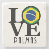 LIEBE Palmas Brasilien Steinuntersetzer (Vorderseite)
