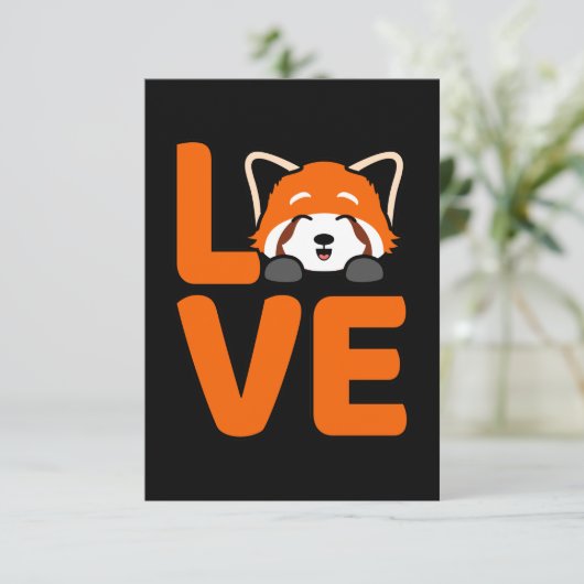 Liebe Pandas Niedliche Haustier Tier Red Panda Lov RSVP Karte (Stehend Vorderseite)