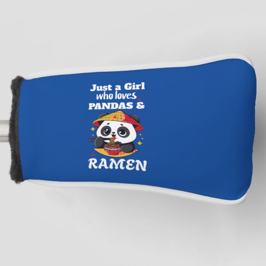 Liebe Pandas und Ramen (weißer Text) Golf Headcover (Vorderseite)