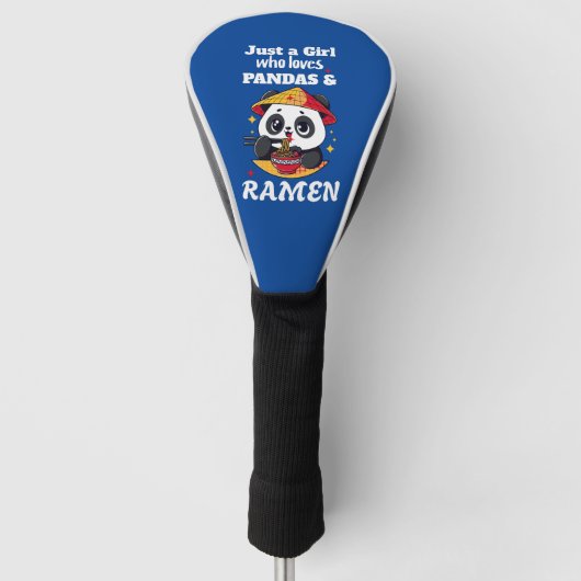 Liebe Pandas und Ramen (weißer Text) Golf Headcover (Vorderseite)