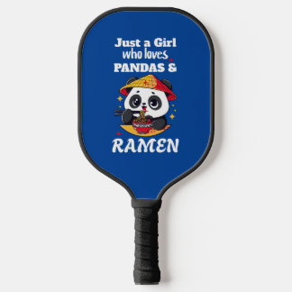 Liebe Pandas und Ramen (weißer Text) Pickleball Schläger