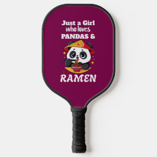 Liebe Pandas und Ramen (weißer Text) Pickleball Schläger