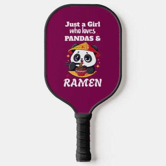 Liebe Pandas und Ramen (weißer Text) Pickleball Schläger (Vorderseite)