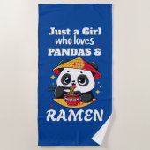 Liebe Pandas und Ramen (weißer Text) Strandtuch (Vorderseite)