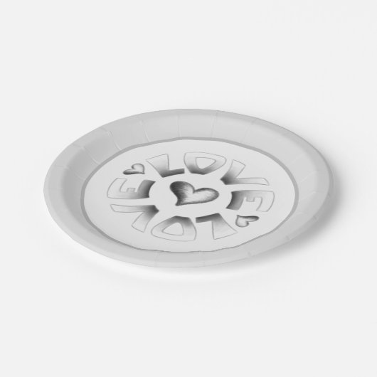 Liebe-Papierplatte Pappteller (Schrägansicht)