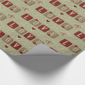 Liebe-Papiertafel, rot-hellgrau, Geschenkpapier (Ecke)