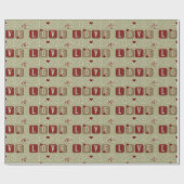 Liebe-Papiertafel, rot-hellgrau, Geschenkpapier (Flach)
