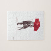 Liebe Pärchen Roter Schirm Romantiker Kuss Puzzle (Horizontal)