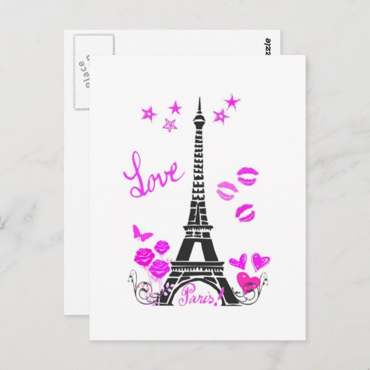 LIEBE PARIS EIFFEL TOWER DRUCKEN POSTKARTE (Vorne/Hinten)