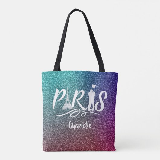 Liebe Paris Eiffel Tower Super Cool Personalisiert Tasche (Rückseite)