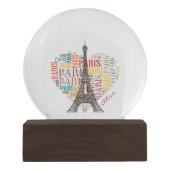 Liebe Paris | Eiffelturm Schneekugel (Vorderseite)