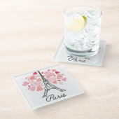 Liebe Paris, Frankreich Glasuntersetzer (Schrägansicht)