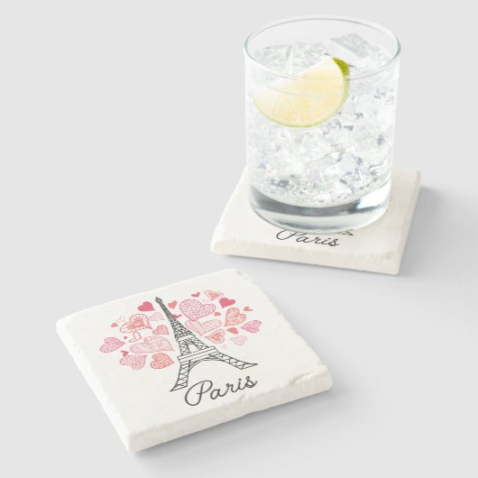 Liebe Paris, Frankreich Steinuntersetzer (Seitenansicht)