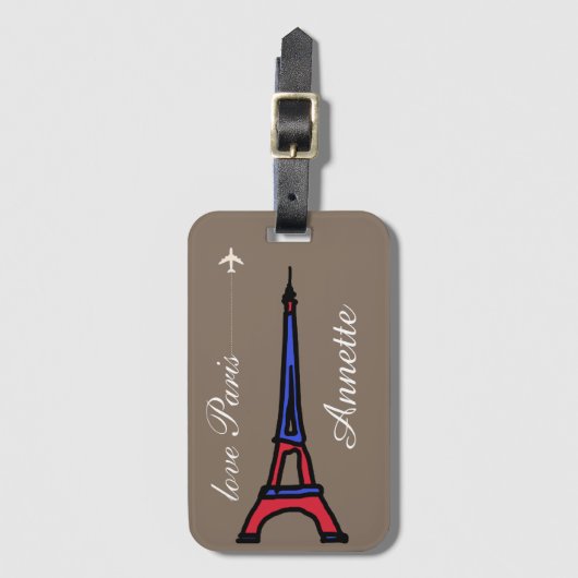 Liebe Paris Gepäckanhänger (Vorderseite Vertikal)