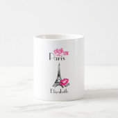 Liebe Paris mit Eiffelturm und Lipstick Lippen Kaffeetasse (Mittel)